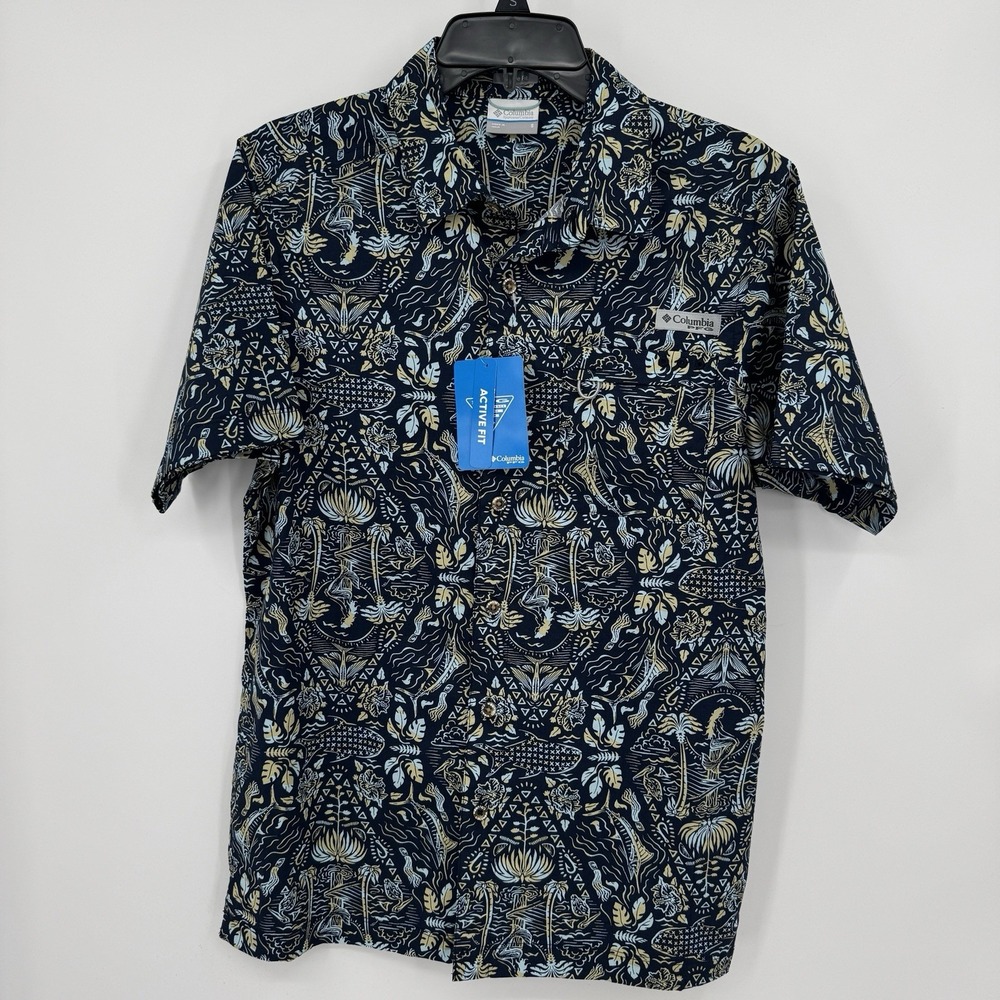 Columbia Sportswear Men's Wild Cast Camp Button Down Short Sleeve Shirt size S